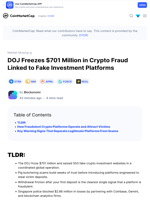 DOJ Freezes $701 Million in Crypto Fraud Linked to Fake Investment Platforms: Guest Post by Blockonomi | CoinMarketCap