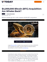 $4,000,000 Bitcoin (BTC) Acquisition: Are Whales Back?