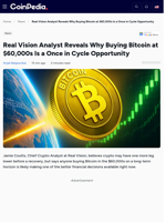 Real Vision Analyst Reveals Why Buying Bitcoin at $60,000s Is a Once in Cycle Opportunity