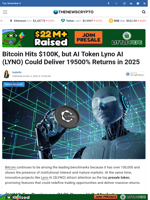 Bitcoin Hits $100K, but AI Token Lyno AI (LYNO) Could Deliver 19500% Returns in 2025