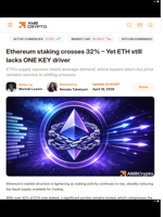 Ethereum staking crosses 32% – Yet ETH still lacks ONE KEY driver - AMBCrypto