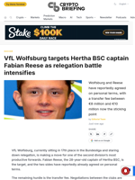 VfL Wolfsburg targets Hertha BSC captain Fabian Reese as relegation battle intensifies