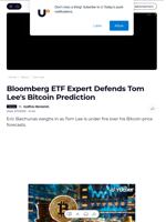 Bloomberg ETF Expert Defends Tom Lee's Bitcoin Prediction - U.Today