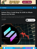 Solana Price Could Drop To $109 As Whale Move $127M SOL