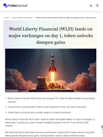 World Liberty Financial (WLFI) lands on major exchanges on day 1, token unlocks dampen gains - CoinJournal