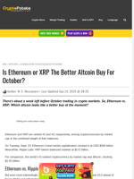 Is Ethereum or XRP The Better Altcoin Buy For October?