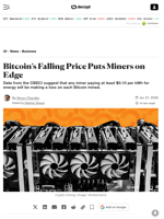 Bitcoin’s Falling Price Puts Miners on Edge - Decrypt