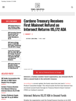 Cardano Treasury Receives First Mainnet Refund as Intersect Returns 115,172 ADA