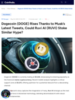 Dogecoin (DOGE) Rises Thanks to Musk's Latest Tweets, Could Ruvi AI (RUVI) Stoke Similar Hype?