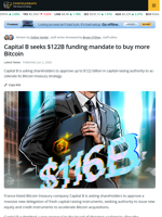Capital B Seeks $122B Funding Mandate for Bitcoin Buys