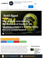 Slot Players Are Leaving BC.Game and Duelbits for Spartans Casino's $7M Monthly Record Leaderboard | Live Bitcoin News