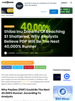 Shiba Inu Dreams Of Reaching $1 Shattered, Why Analysts Believe PDP Will Be The Next 40,000% Runner | Live Bitcoin News
