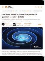DeFi loses $169M in Q1 as Circle pushes for quantum security - Details - AMBCrypto
