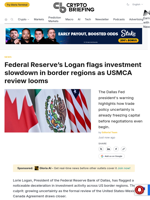 Federal Reserve's Logan flags investment slowdown in border regions as USMCA review looms