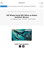 XRP Whales Dump $851 Million as Market Sentiment Worsens