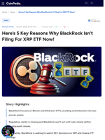 Here’s 5 Key Reasons Why BlackRock Isn’t Filing For XRP ETF Now!