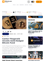 Cantor Fitzgerald Unveils Gold-Hedged Bitcoin Fund – Crypto News Bitcoin News