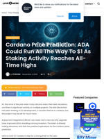 Cardano Price Prediction: ADA Could Run All The Way To $1 As Staking Activity Reaches All-Time Highs | Live Bitcoin News