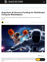 Argentum AI Secures Funding for Distributed Compute Marketplace  - DailyCoin
