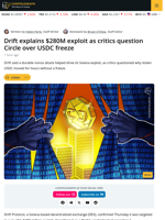 Drift Says Nonce Attack Drove Exploit as Circle Faces USDC Scrutiny