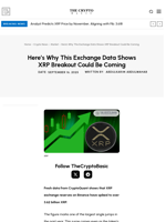 Here’s Why This Exchange Data Shows XRP Breakout Could Be Coming