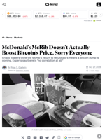 McDonald's McRib Doesn't Actually Boost Bitcoin's Price, Sorry Everyone - Decrypt