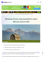 Montana house representatives reject Bitcoin reserve bill - CoinJournal