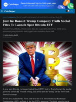Donald Trump Company Truth Social Files To Launch Spot Bitcoin ETF