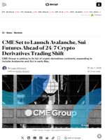 CME Set to Launch Avalanche, Sui Futures Ahead of 24/7 Crypto Derivatives Trading Shift - Decrypt