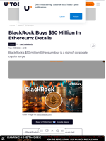 BlackRock Buys $50 Million In Ethereum: Details