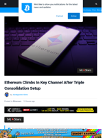 Ethereum Climbs In Key Channel After Triple Consolidation Setup | Bitcoinist.com