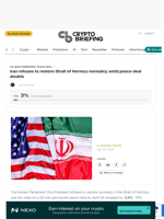 Iran refuses to restore Strait of Hormuz normalcy amid peace deal doubts