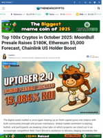 Top 100x Cryptos in October 2025: MoonBull Presale Raises $180K, Ethereum $5,000 Forecast, Chainlink US Holder Boost