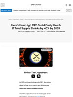 Here’s How High XRP Could Easily Reach If Total Supply Shrinks by 40% by 2035