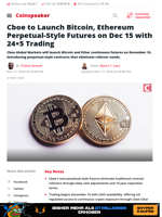 Cboe to Launch Bitcoin, Ethereum Perpetual-Style Futures on Dec 15 with 24x5 Trading - Coinspeaker