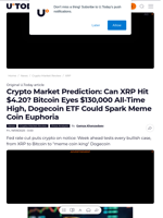 Crypto Market Prediction: Can XRP Hit $4.20? Bitcoin Eyes $130,000 All-Time High, Dogecoin ETF Could Spark Meme Coin Euphoria - U.Today