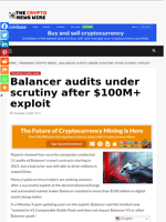 Balancer audits under scrutiny after $100M+ exploit - The Crypto News Wire