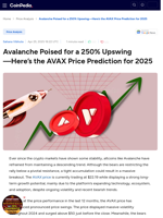 Avalanche Poised for a 250% Upswing- Here’s the AVAX Price Prediction for 2025