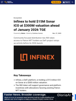 Infinex to hold $15M Sonar ICO at $300M valuation ahead of January 2026 TGE