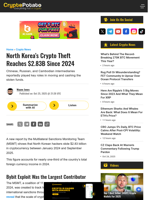 North Korea’s Crypto Theft Reaches $2.83B Since 2024