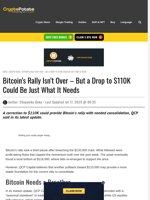 Bitcoin's Rally Isn't Over - But a Drop to $110K Could Be Just What It Needs