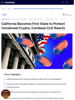 California Becomes First State to Protect Unclaimed Crypto, Coinbase CLO Reacts
