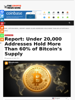 Report: Under 20,000 Addresses Hold More Than 60% of Bitcoin’s Supply - The Crypto News Wire
