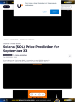 Solana (SOL) Price Prediction for September 23 - U.Today