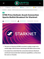 STRK Price Outlook: Zcash Connection Sparks Bullish Breakout for Starknet
