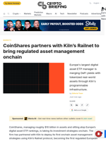 CoinShares partners with Kiln's Railnet to bring regulated asset management onchain