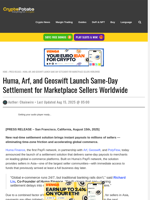 Huma, Arf, and Geoswift Launch Same-Day Settlement for Marketplace Sellers Worldwide