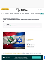 Trump to investigate mysterious deaths of 10 American scientists