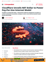 Cloudflare Unveils NET Dollar to Power Pay-Per-Use Internet Model - Coinspeaker