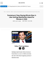Scaramucci Says Buying Bitcoin Now Is Like Getting Manhattan Island for Pennies in 1626